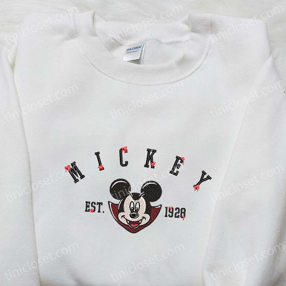 Halloween Mickey Est 1928 Embroidered Shirt: Spooktacular Disney Halloween Gift for Family