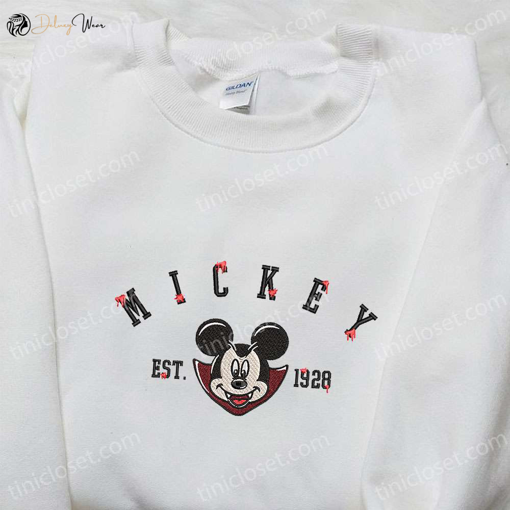 Halloween Mickey Est 1928 Embroidered Shirt: Spooktacular Disney Halloween Gift for Family