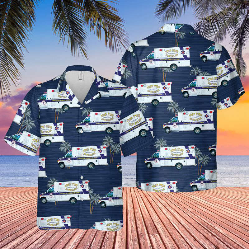 Hatzalah Volunteer EMS Ambulance Hawaiian Shirt Gift for Men Dad Father Gift for Men Dad Father