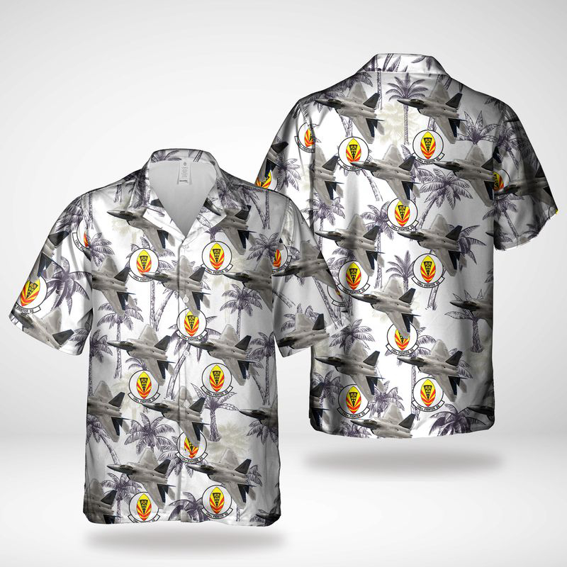 Hawaii Air National Guard, 199th Fighter Squadron, Lockheed Martin F-22 Raptor Hawaiian Shirt Gift for Men Dad Father Gift for Men Dad Father