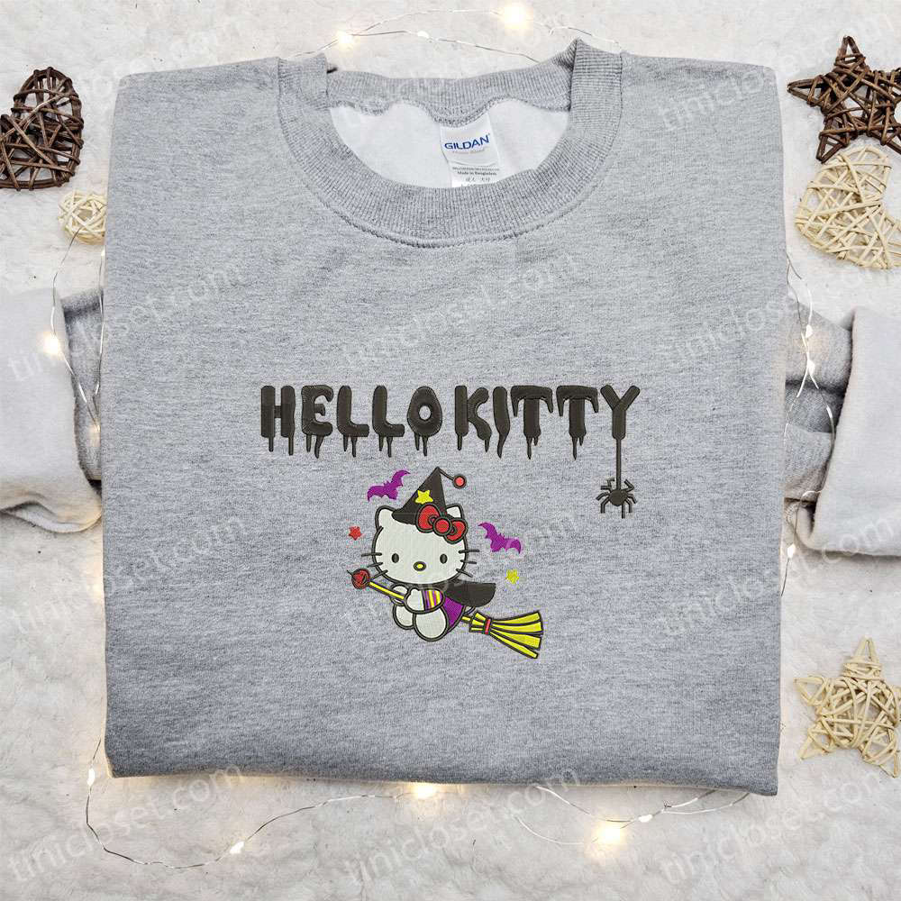 Hello Kitty Witch Embroidered Sweatshirt: Cute Halloween Hoodie Best Gift Ideas