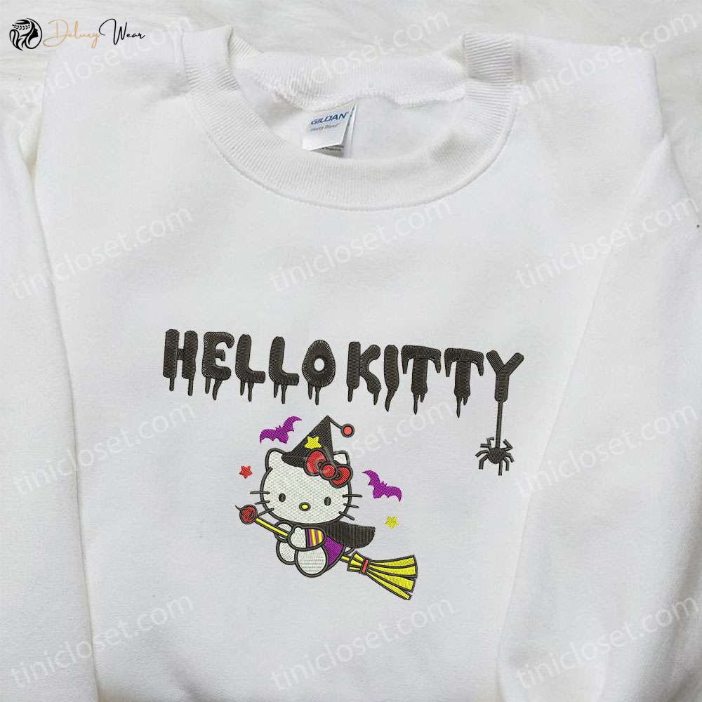 Hello Kitty Witch Embroidered Sweatshirt: Cute Halloween Hoodie Best Gift Ideas