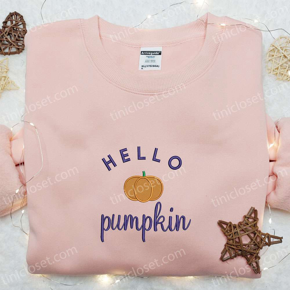 Spooky & Stylish: Hello Pumpkin Embroidered Sweatshirt & Hoodie – Best Halloween Gift Ideas