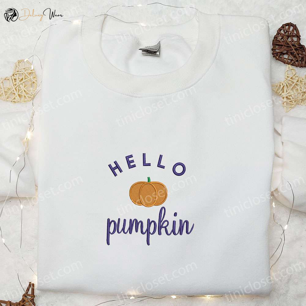 Spooky & Stylish: Hello Pumpkin Embroidered Sweatshirt & Hoodie – Best Halloween Gift Ideas