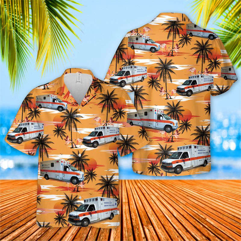 Henderson County EMS Hawaiian Shirt Gift for Men Dad Father Gift for Men Dad Father