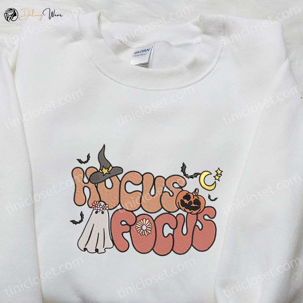 Hocus Focus Groovy Funny Halloween Embroidered Sweatshirt & Hoodie – Best Halloween Gifts