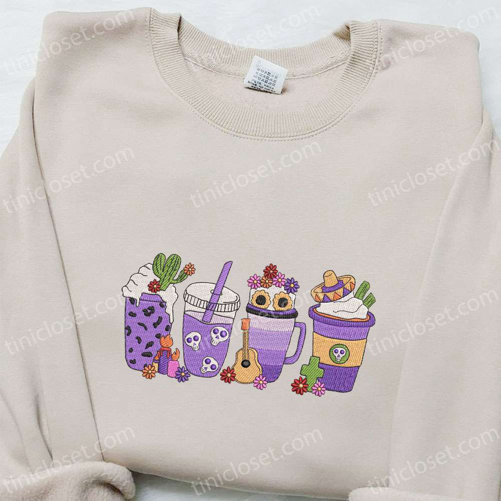 Horrifyingly Funny: Horror Latte Coffee Embroidered Shirt – The Best Halloween Gift for Family