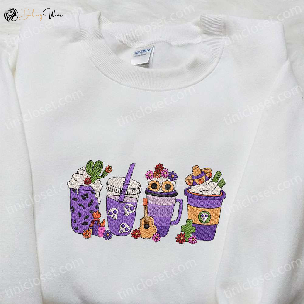 Horrifyingly Funny: Horror Latte Coffee Embroidered Shirt – The Best Halloween Gift for Family