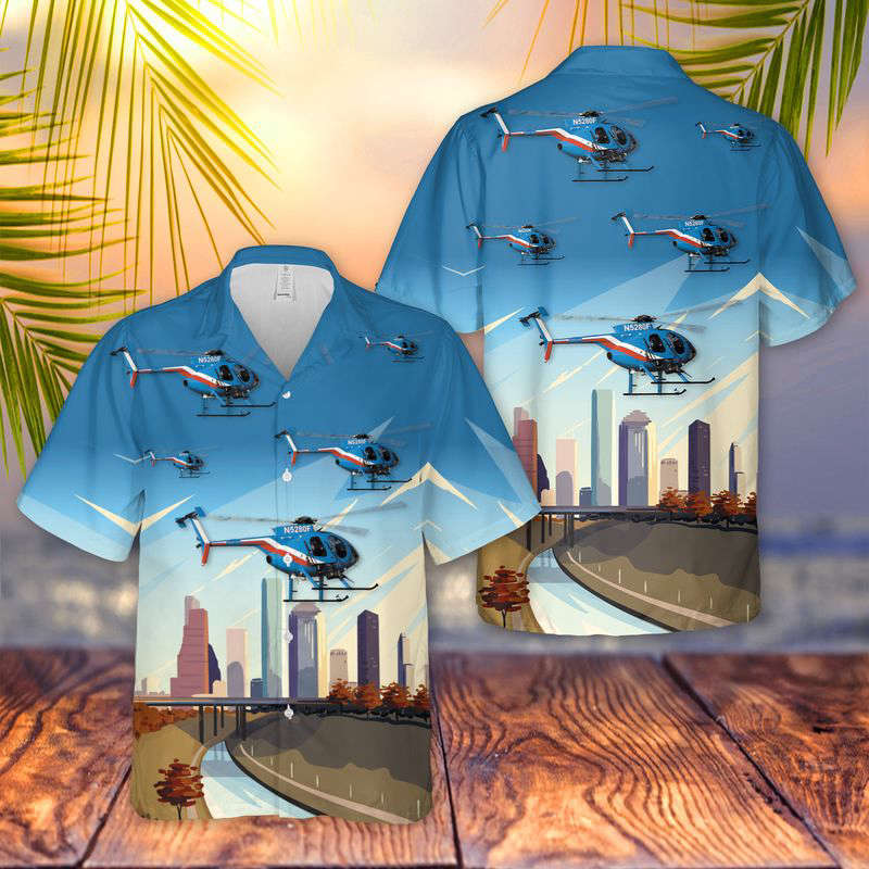 Houston Police MD-500E (369E) Hawaiian Shirt Gift for Men Dad Father Gift for Men Dad Father