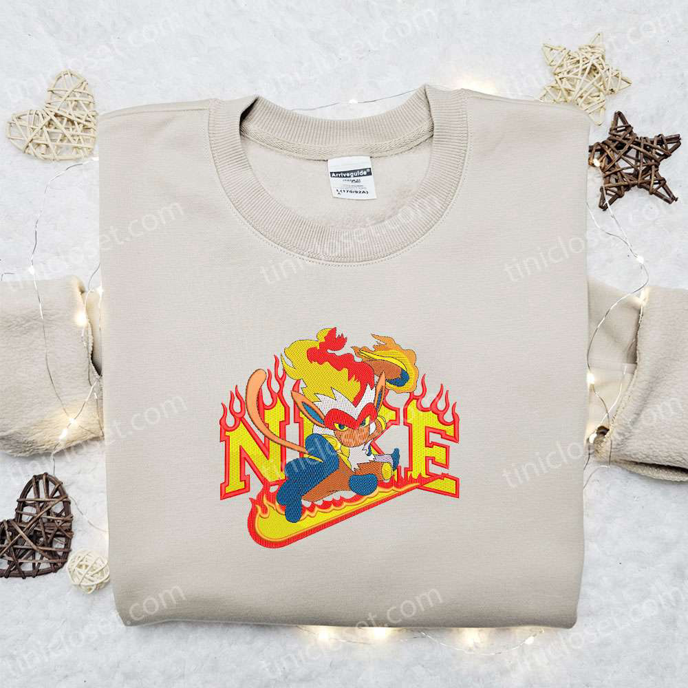 Infernape x Nike Anime Embroidered Sweatshirt – Pokemon Shirt Perfect Family Gift