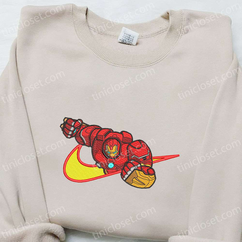 Iron Man x Nike Swoosh Embroidered Sweatshirt: Marvel Universe & Nike Inspired Shirt