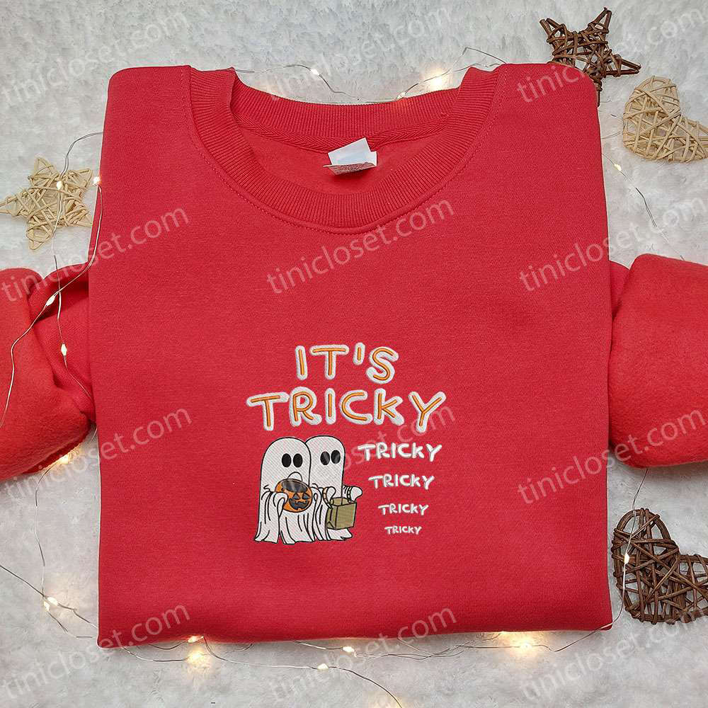 Spooktacular Tricky Tricky Tricky Halloween Embroidered Shirt: Best Family Gift for Happy Halloween