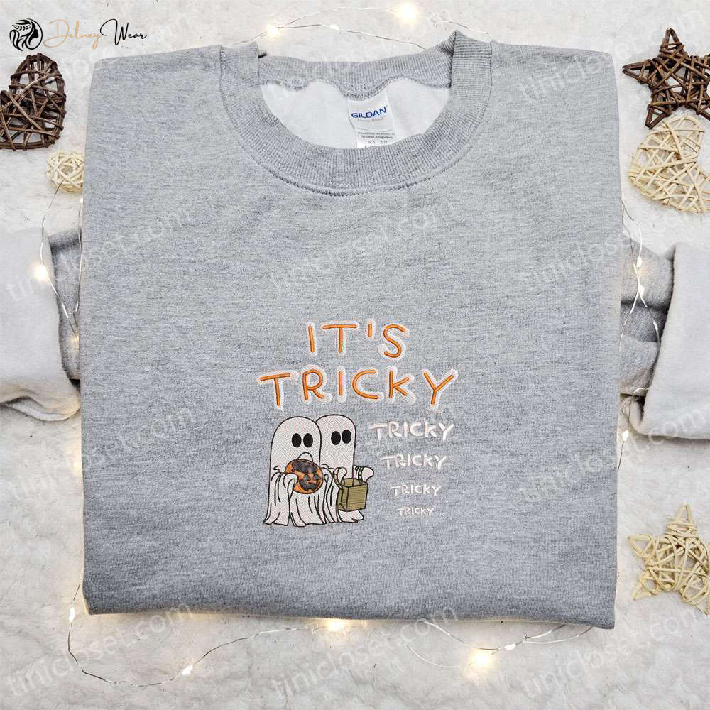 Spooktacular Tricky Tricky Tricky Halloween Embroidered Shirt: Best Family Gift for Happy Halloween