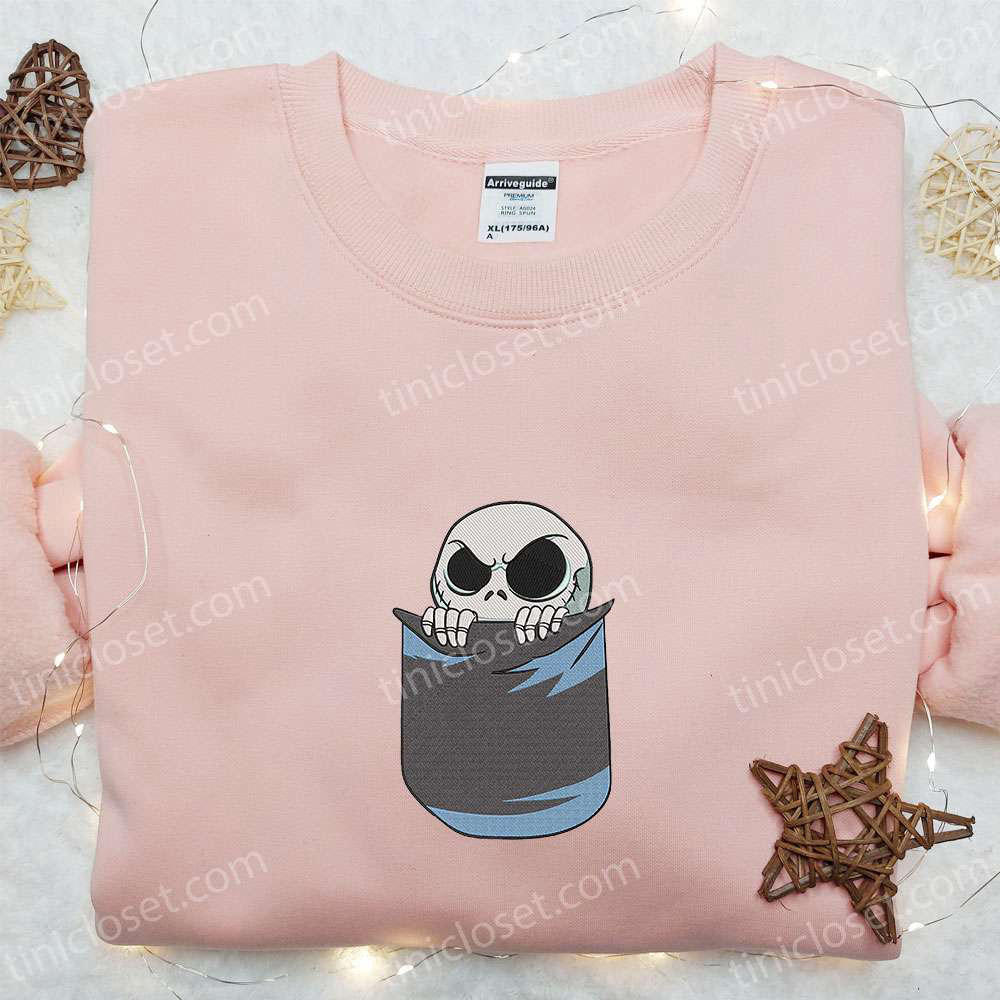 Jack Skellington In The Pocket Embroidered Shirt: Nightmare Before Christmas Characters T-shirt Nike Inspired Sweatshirt