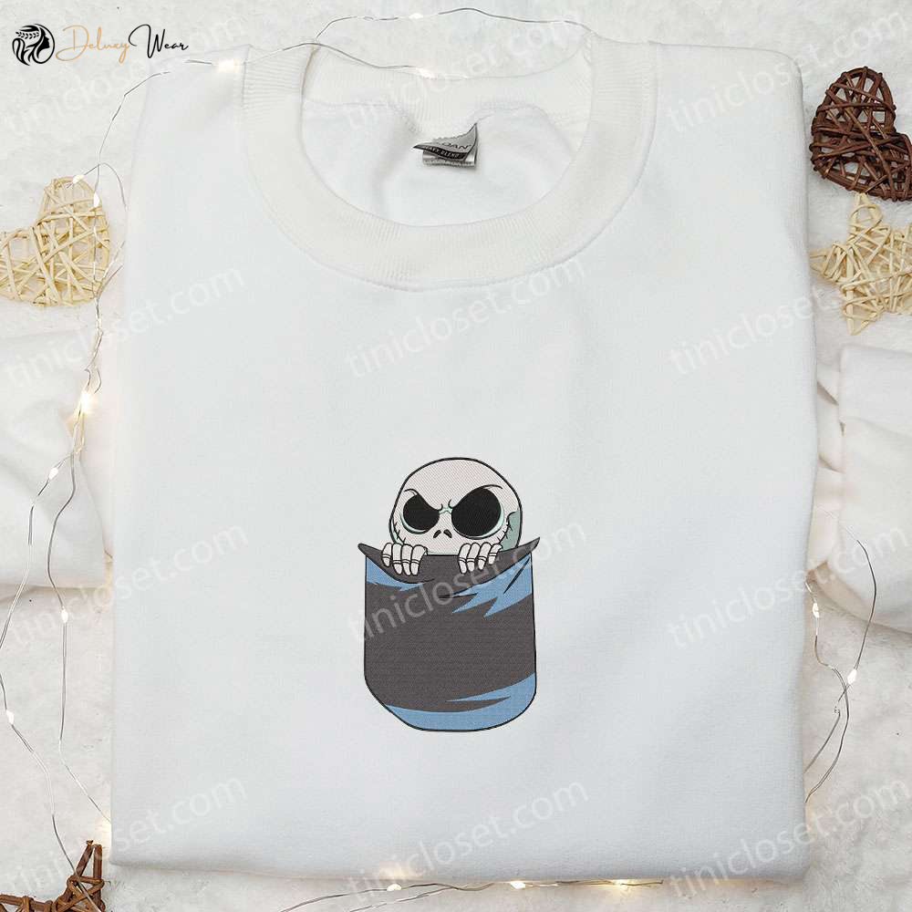 Jack Skellington In The Pocket Embroidered Shirt: Nightmare Before Christmas Characters T-shirt Nike Inspired Sweatshirt