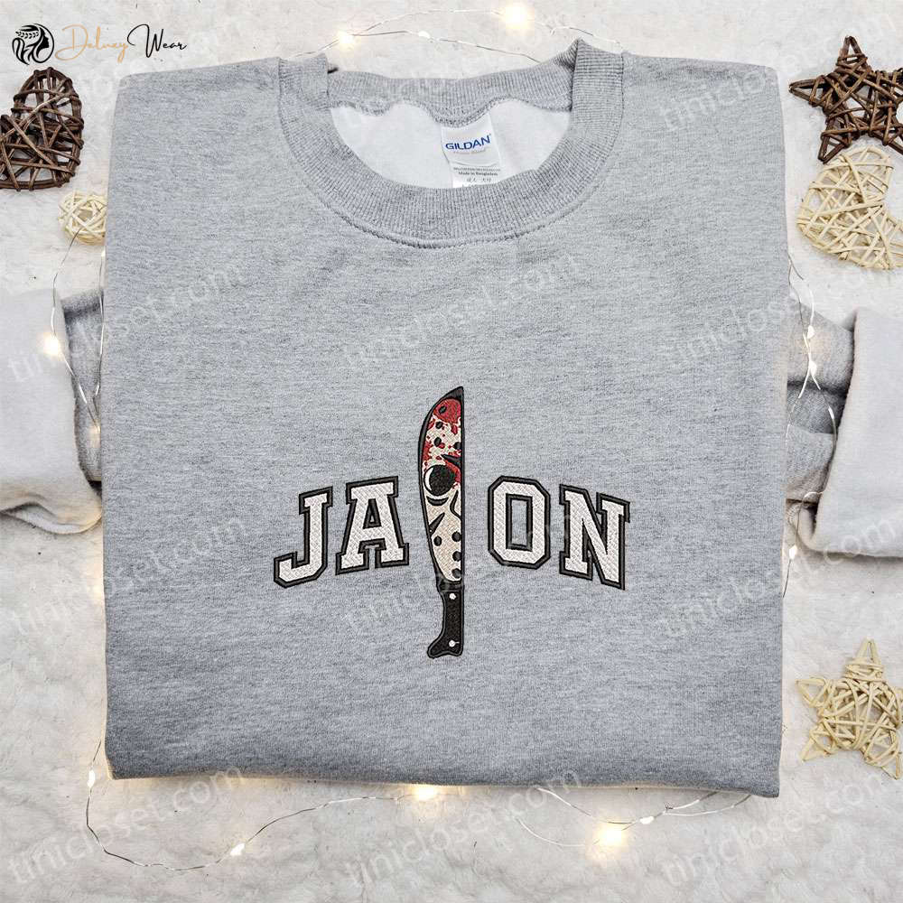 Jason Voorhees Knife Embroidered Hoodie: Best Halloween Gift for Horror Lovers