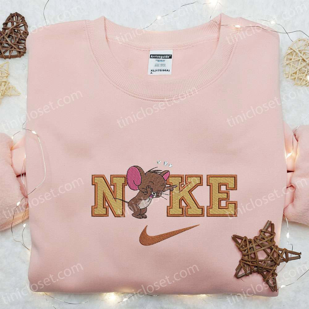 Jerry Heart x Nike Cartoon Embroidered Shirt: Tom and Jerry Inspired Tee
