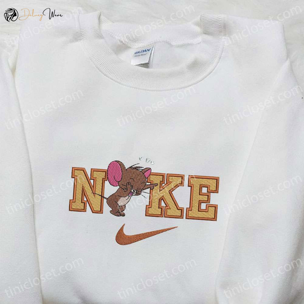 Jerry Heart x Nike Cartoon Embroidered Shirt: Tom and Jerry Inspired Tee