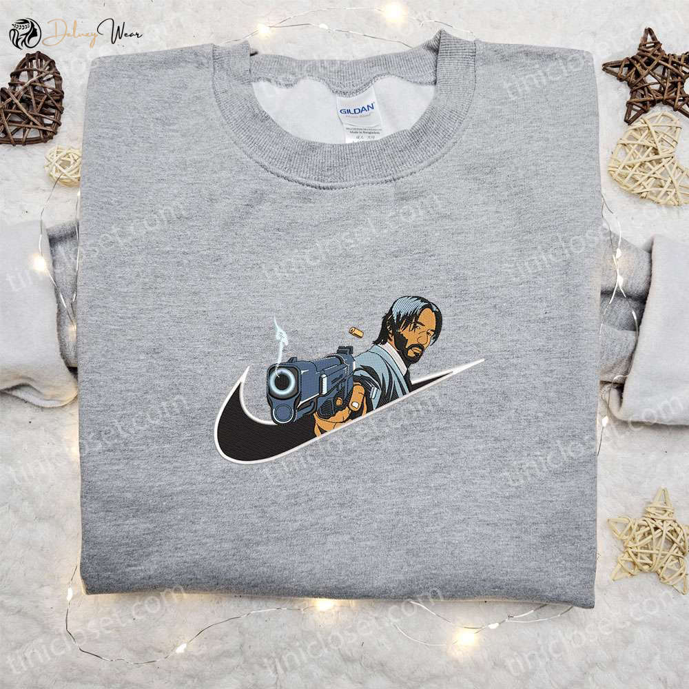 John Wick x Nike Swoosh Movie Sweatshirt: Best Nike Inspired Embroidered Shirt Perfect Birthday Gift