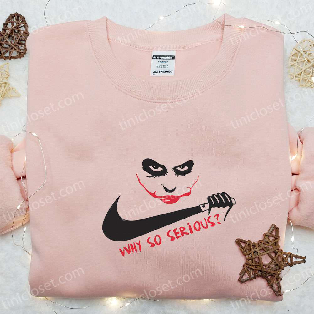 Joker Why So Serious x Swoosh Movie Hoodie – Horror Embroidered Shirt Best Halloween Gift Ideas for Family