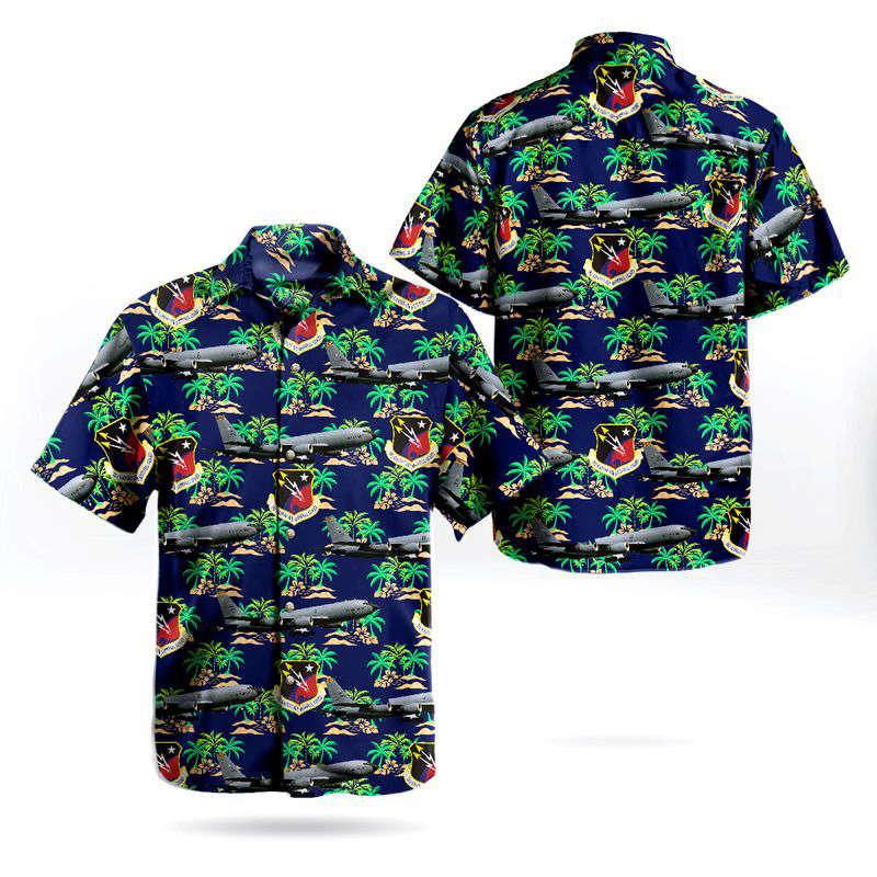 Kansas Air National Guard Boeing KC-135R Stratotanker (717-148) Hawaiian Shirt Gift for Men Dad Father Gift for Men Dad Father