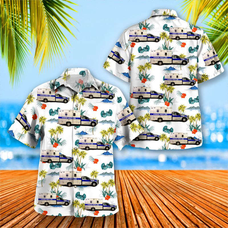 Kansas, Atchison County EMS Hawaiian Shirt Gift for Men Dad Father Gift for Men Dad Father