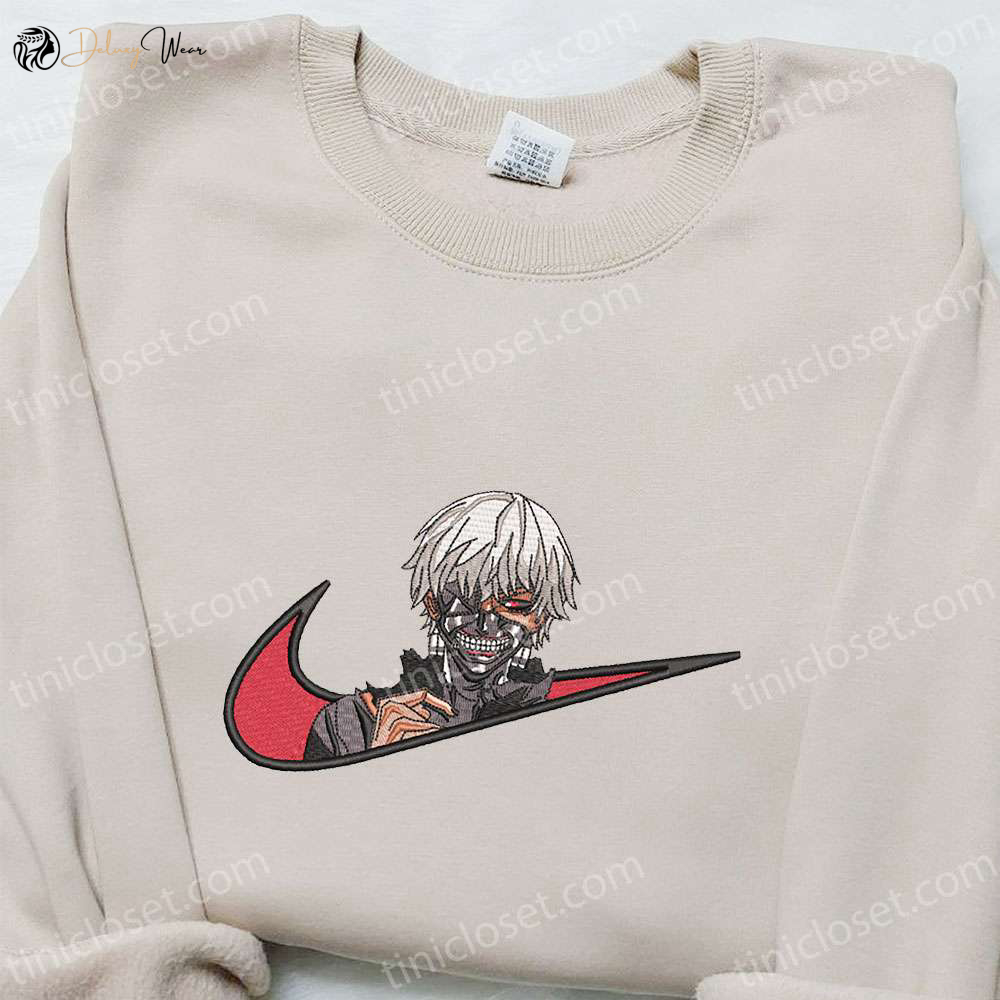 Ken Kaneki x Nike Swoosh Anime Sweatshirt: Tokyo Ghoul Embroidered Shirt Nike Inspired