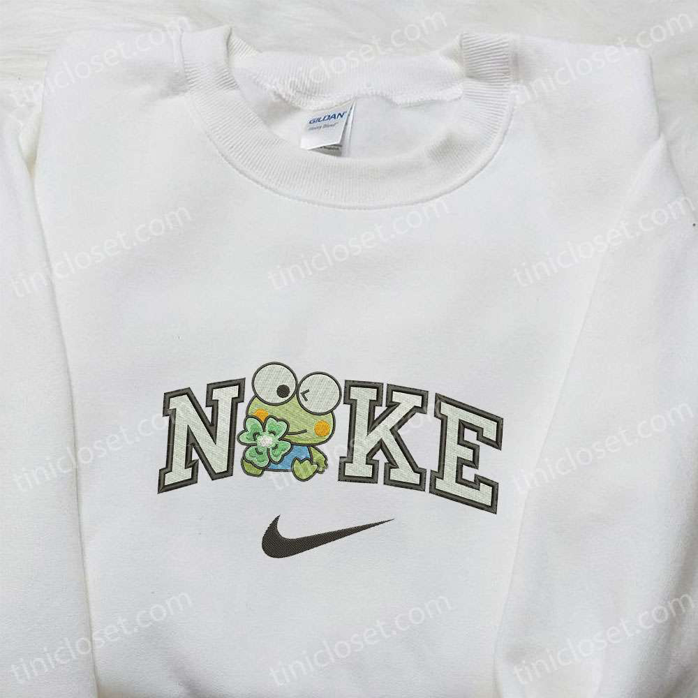 Keroppi Flower x Nike Embroidered Sweatshirt: Cartoon & Nike Inspired Shirt
