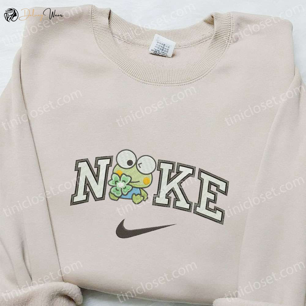 Keroppi Flower x Nike Embroidered Sweatshirt: Cartoon & Nike Inspired Shirt