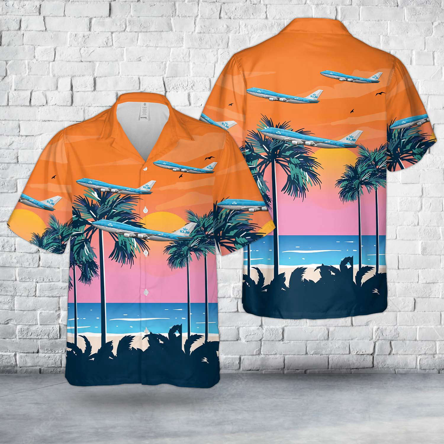 KLM Royal Dutch Airlines “City of Atlanta” Boeing 747-406 PH-BFA Hawaiian Shirt Gift for Men Dad Father Gift for Men Dad Father