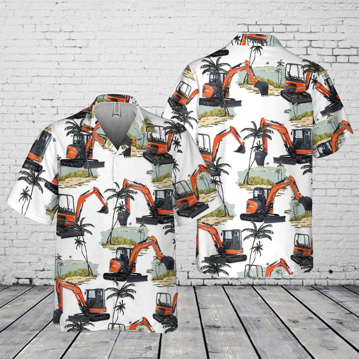 Kubota Excavator Pocket Hawaiian Shirt Gift for Men Dad Father Gift for Men Dad Father