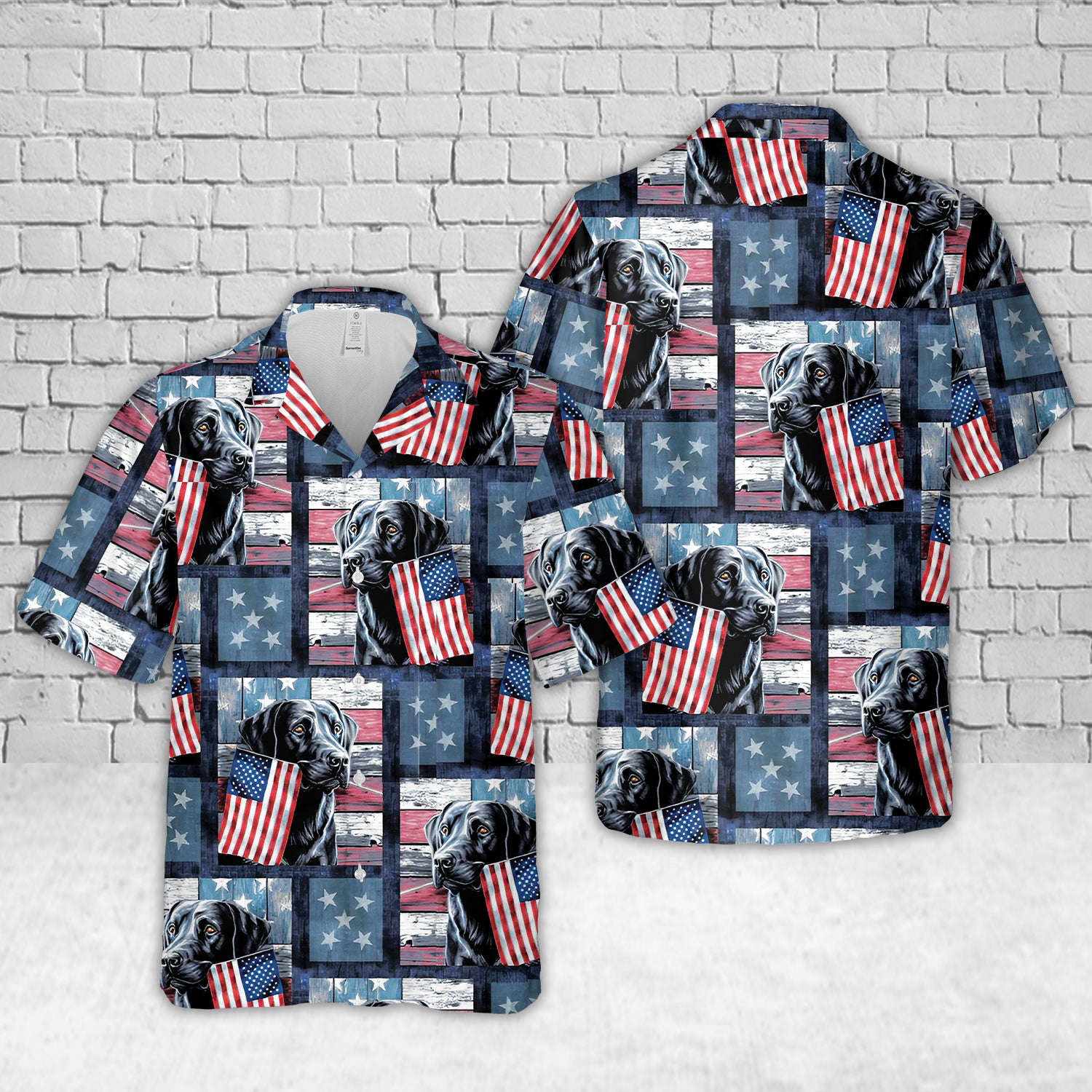 Labrador & American Flags Hawaiian Shirt Gift for Men Dad Father Gift for Men Dad Father