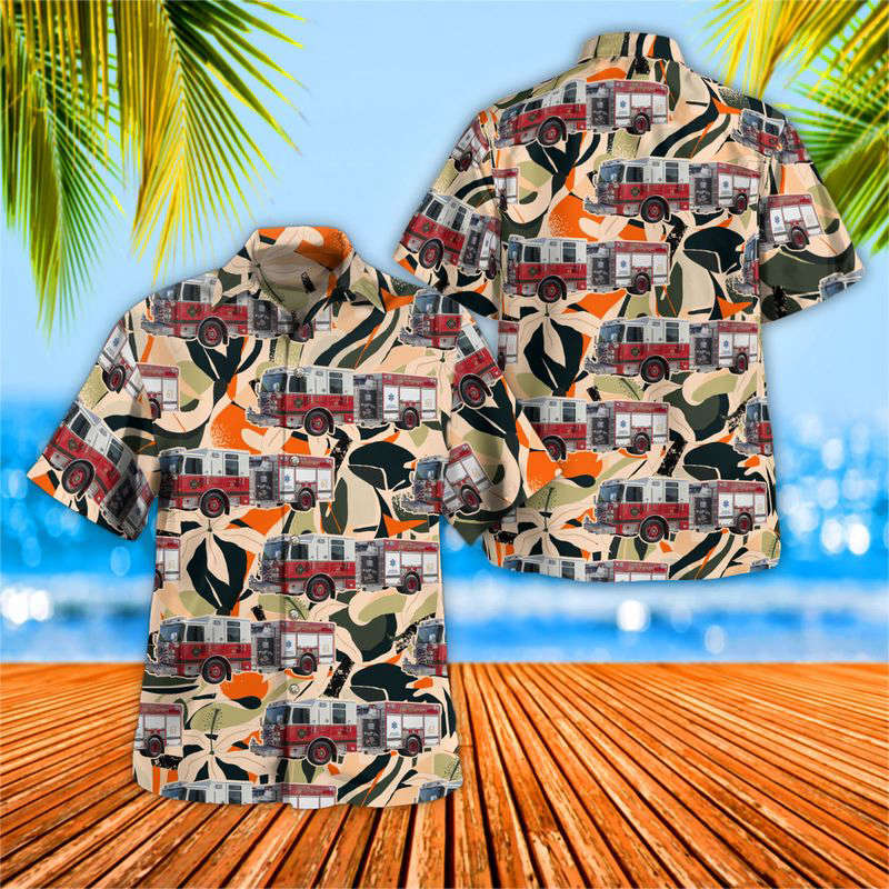Leesburg, Florida, Leesburg Fire Department Hawaiian Shirt Gift for Men Dad Father Gift for Men Dad Father