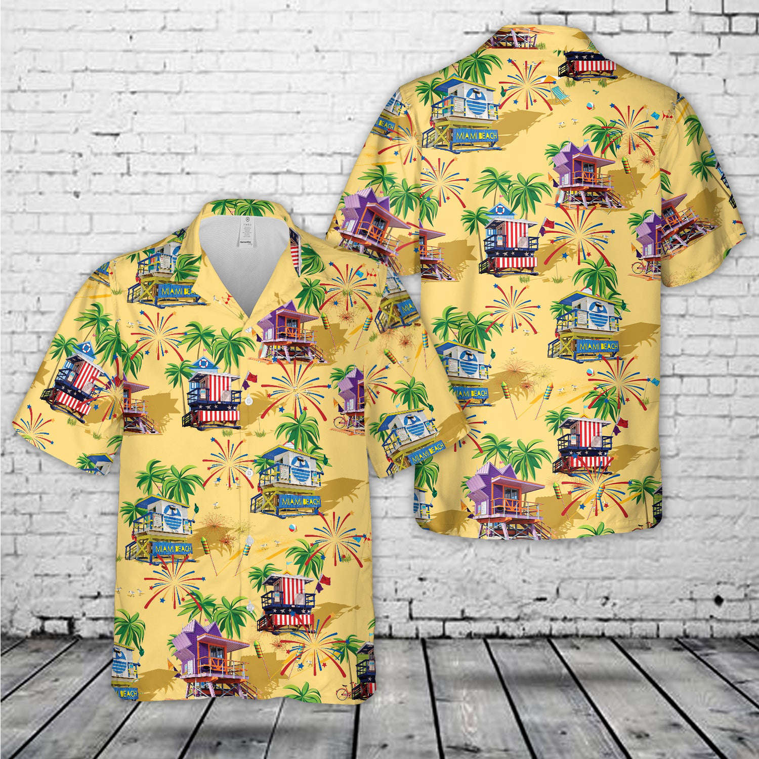 Lifeguard Hut Miami Beach, 4th Of July Hawaiian Shirt Gift for Men Dad Father Gift for Men Dad Father
