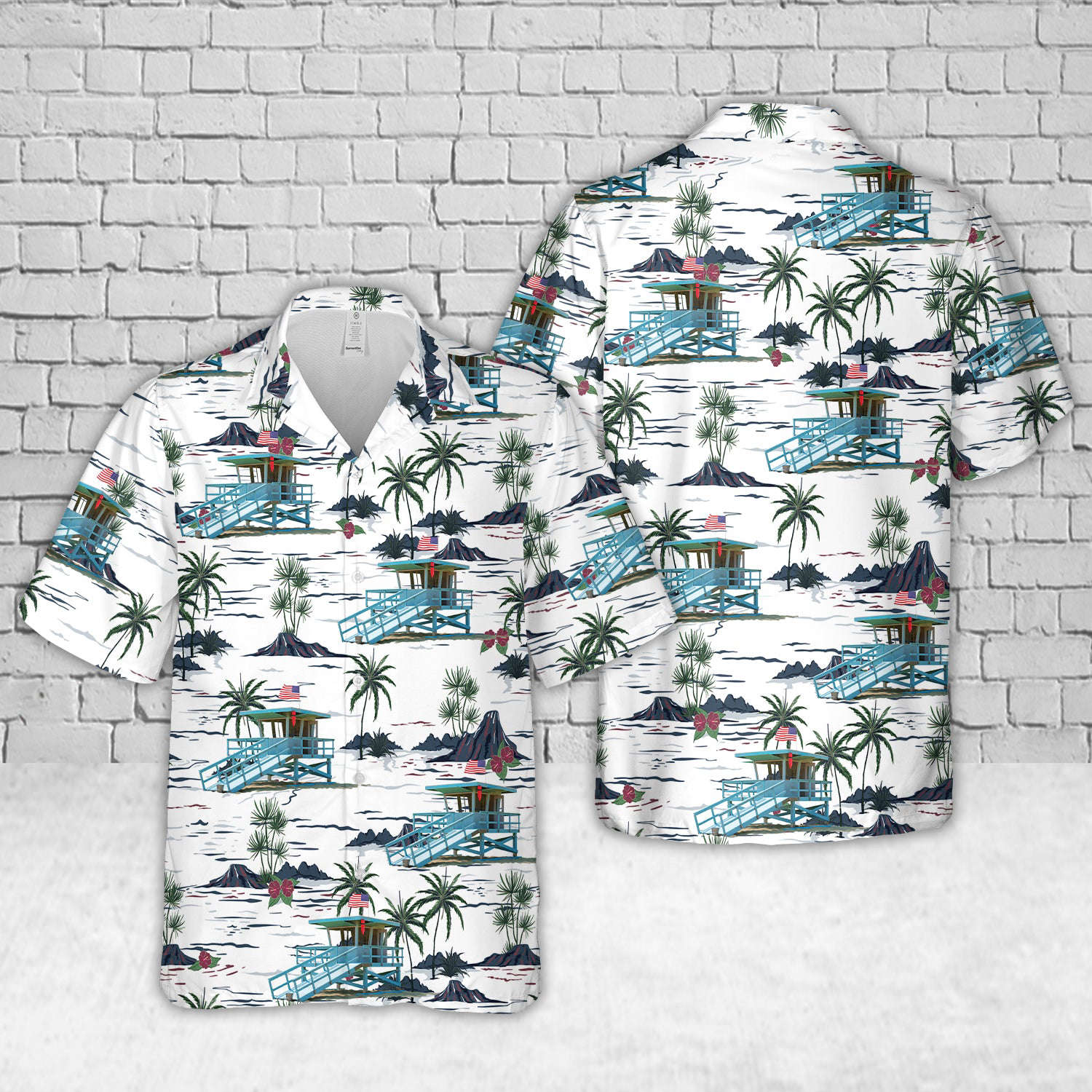Lifeguard Hut Santa Monica Beach Hawaiian Shirt Gift for Men Dad Father Gift for Men Dad Father