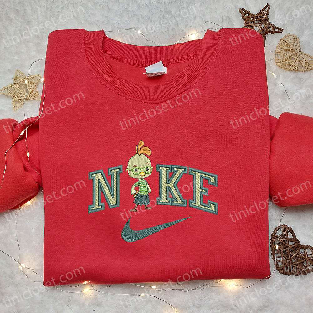 Nike Inspired Embroidered Shirt: Little Chicken x Disney Characters – Cartoon Chic!