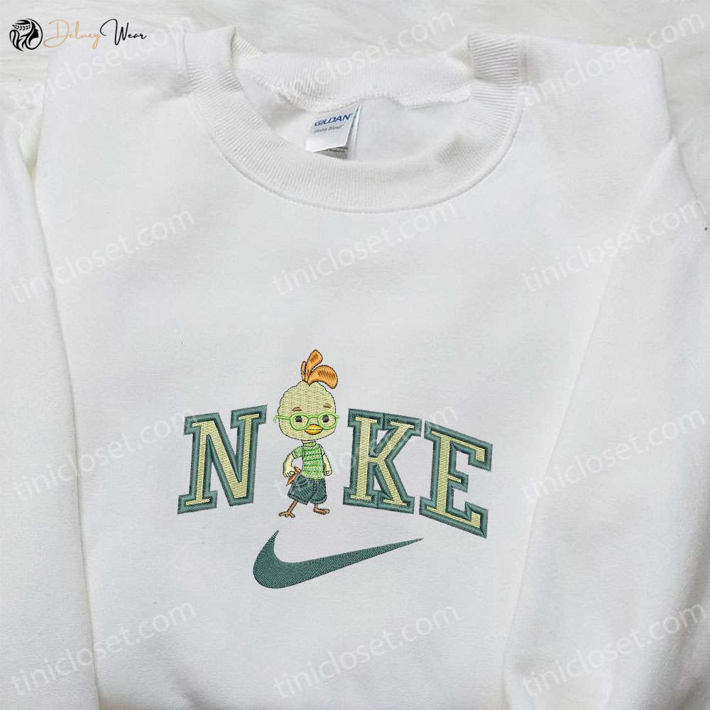 Nike Inspired Embroidered Shirt: Little Chicken x Disney Characters – Cartoon Chic!