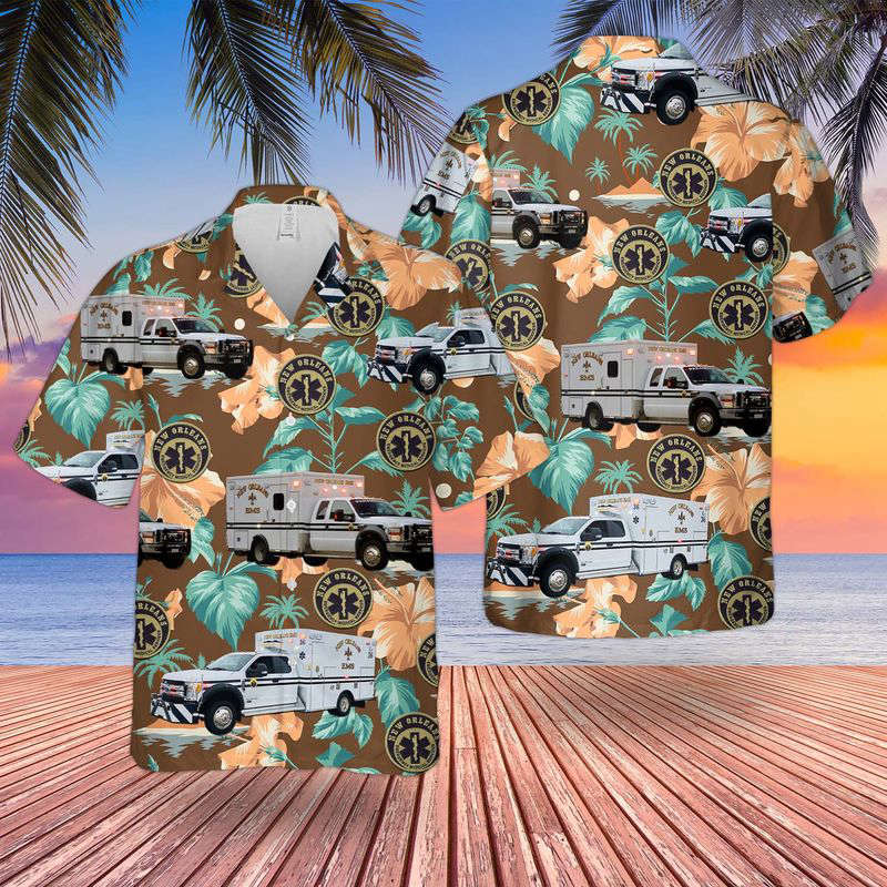 Louisiana New Orleans EMS Hawaiian Shirt Gift for Men Dad Father Gift for Men Dad Father