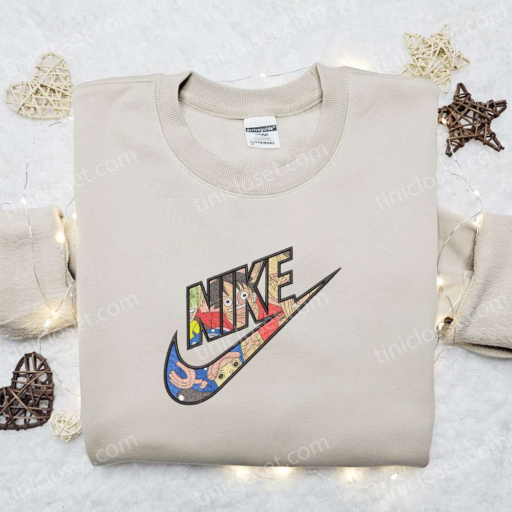 Luffy & Chopper Wano Arc x Nike Anime Hoodie: One Piece Embroidered Shirt Best Family Gift