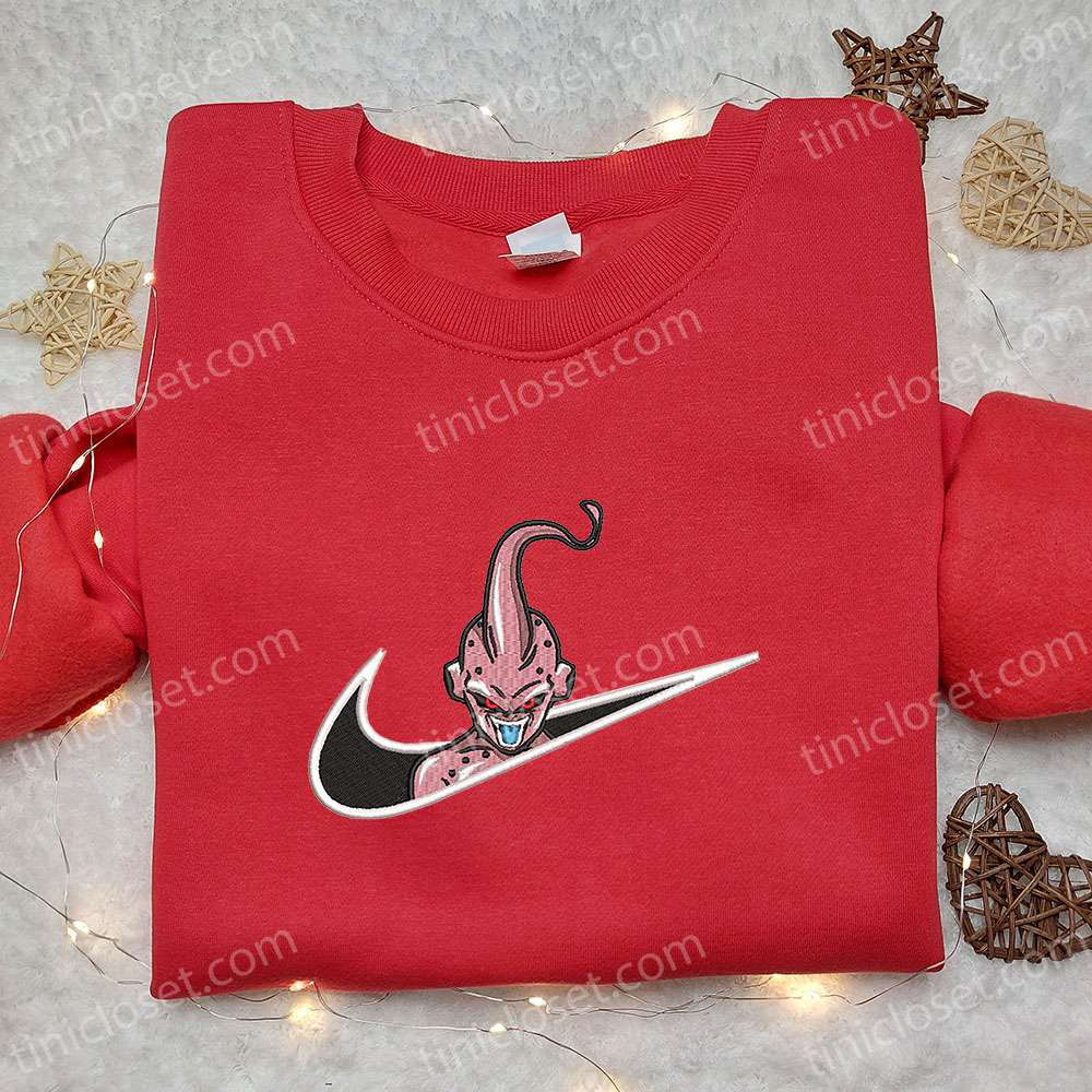 Exclusive Majin Buu x Nike Swoosh Anime Embroidered Shirt – Dragon Ball & Nike Inspired