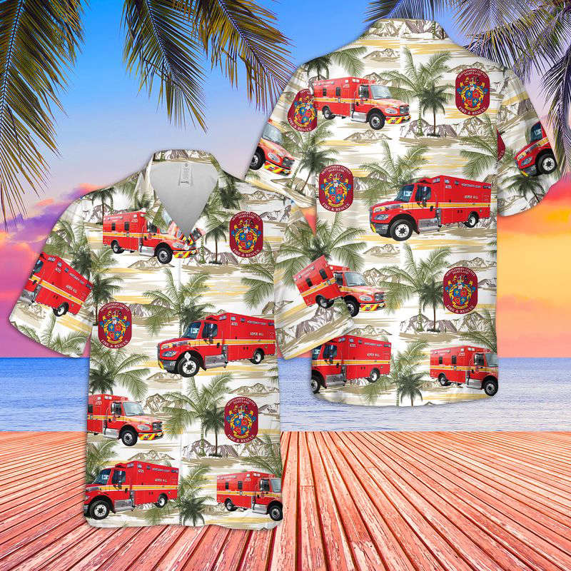 Maryland Montgomery County Fire and Rescue Service EMS Hawaiian Shirt Gift for Men Dad Father Gift for Men Dad Father