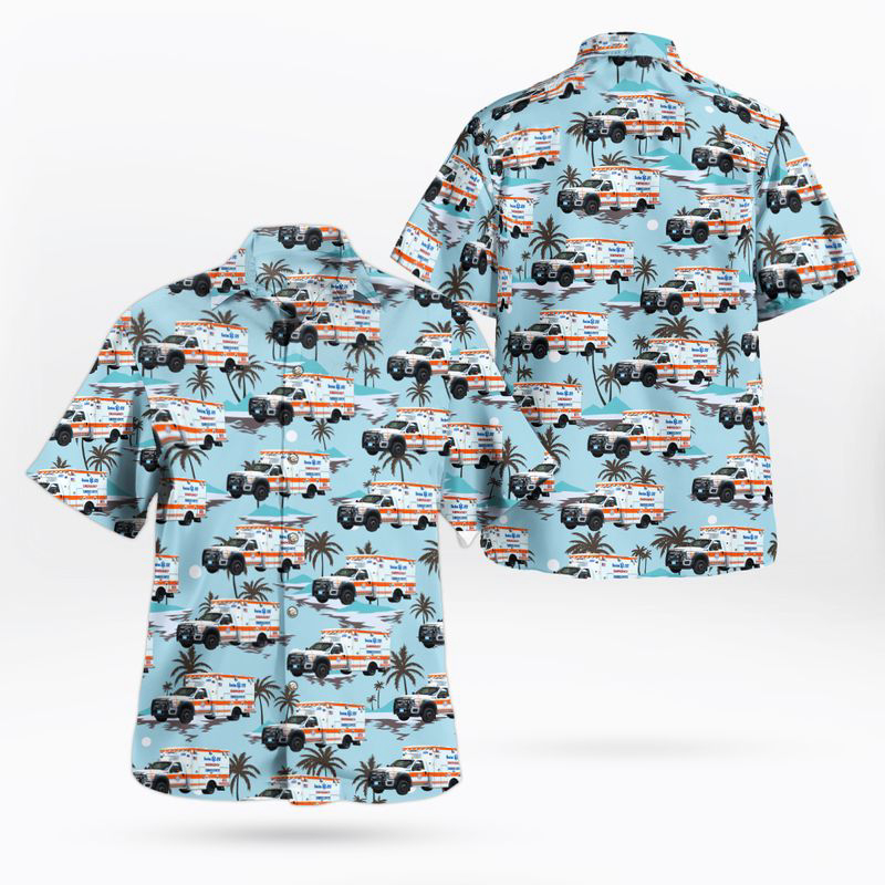 Massachusetts, Boston EMS Hawaiian Shirt Gift for Men Dad Father Gift for Men Dad Father