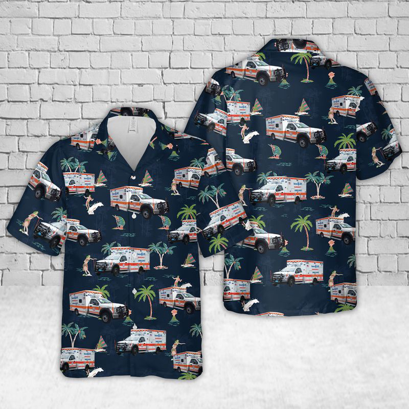 Massachusetts Boston EMS Hawaiian Shirt Gift for Men Dad Father Gift for Men Dad Father