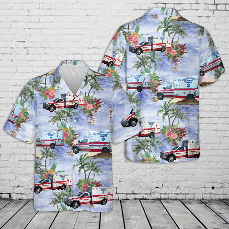 Massachusetts Hampshire County EMS Hawaiian Shirt Gift for Men Dad Father Gift for Men Dad Father
