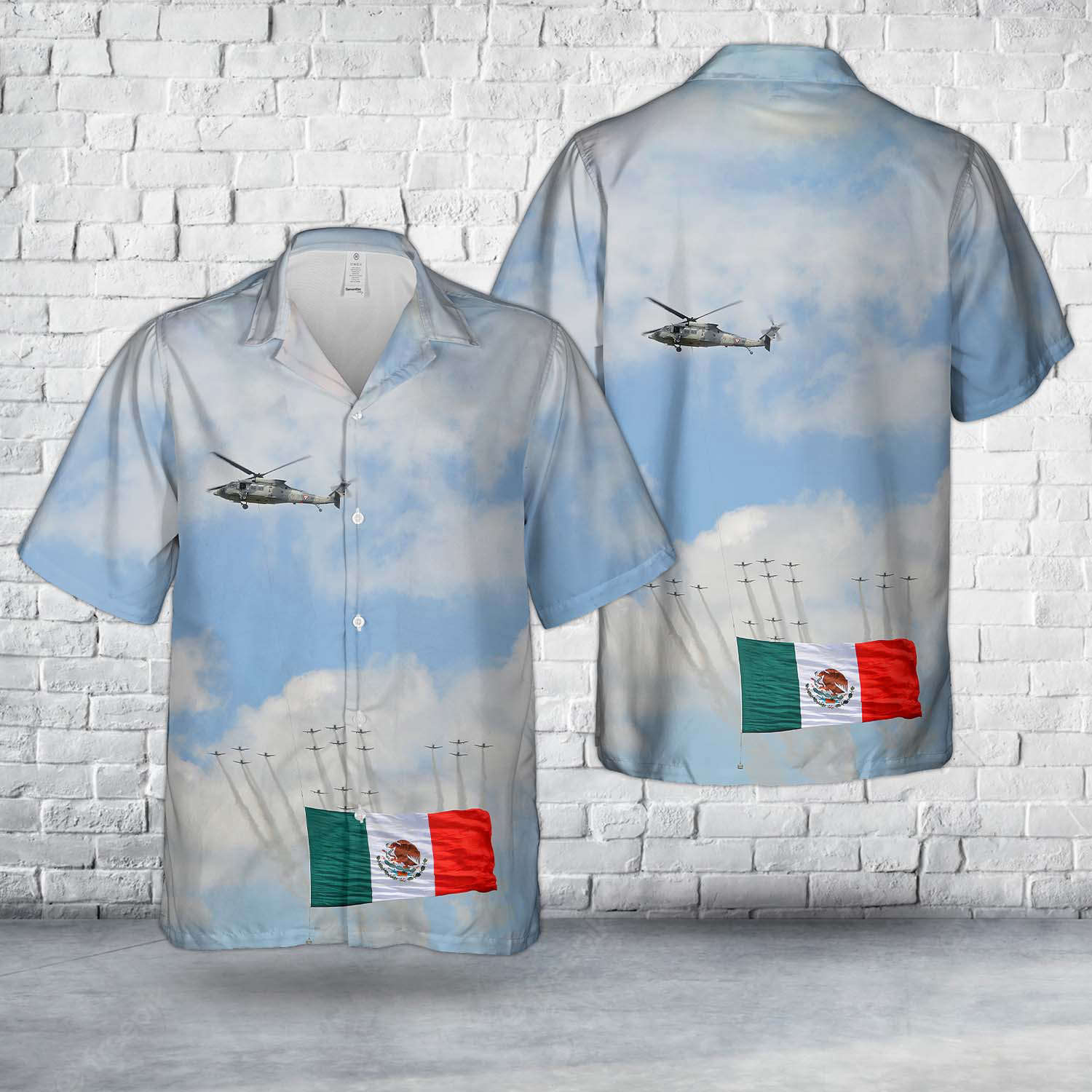 Mexican Air Force Sikorsky UH-60M Black Hawk (S-70A) Hawaiian Shirt Gift for Men Dad Father Gift for Men Dad Father