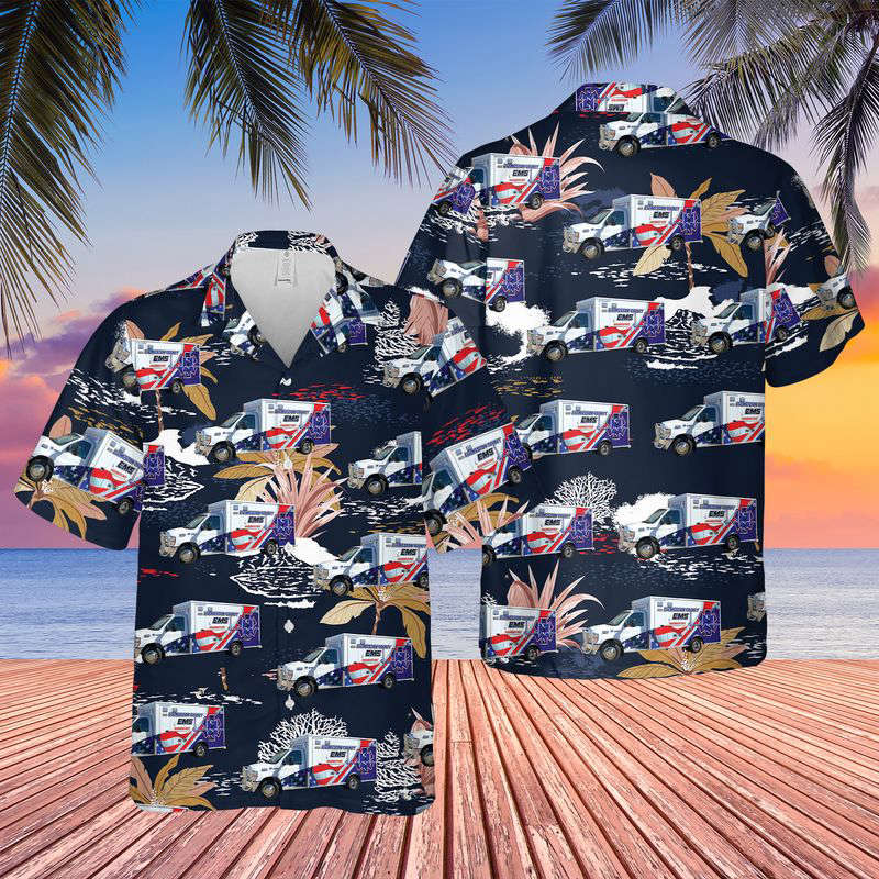 Michigan Livingston County EMS Hawaiian Shirt Gift for Men Dad Father Gift for Men Dad Father