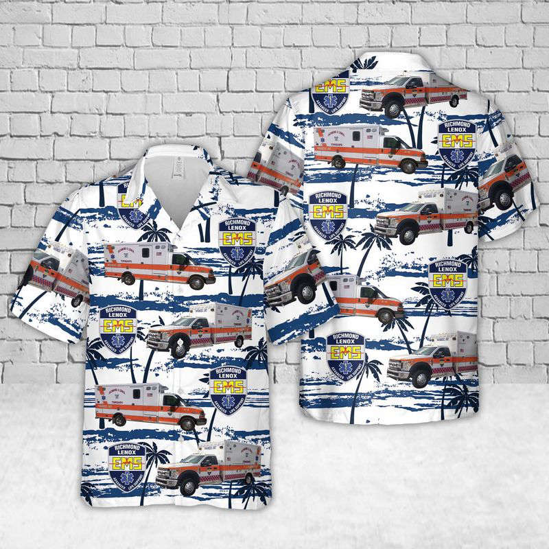 Michigan Richmond Lenox EMS Hawaiian Shirt Gift for Men Dad Father Gift for Men Dad Father