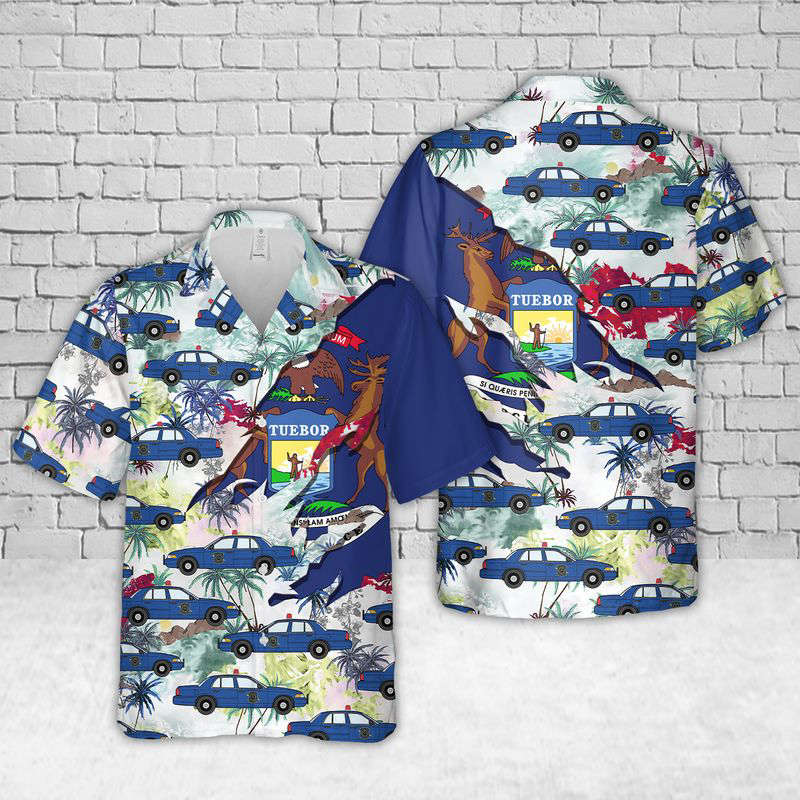 Michigan State Police Hawaiian Shirt Gift for Men Dad Father Gift for Men Dad Father