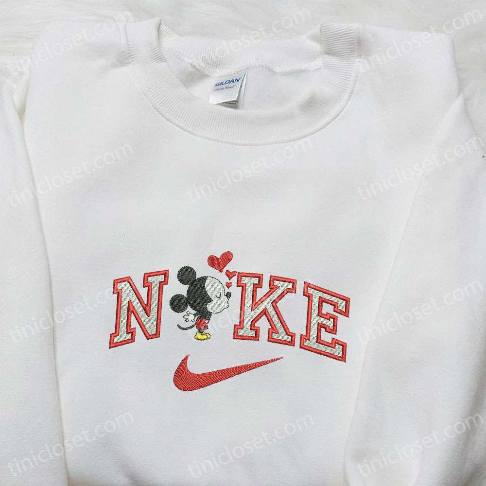 Mickey Mouse Heart x Nike Cartoon Embroidered Sweatshirt Disney Characters Shirt