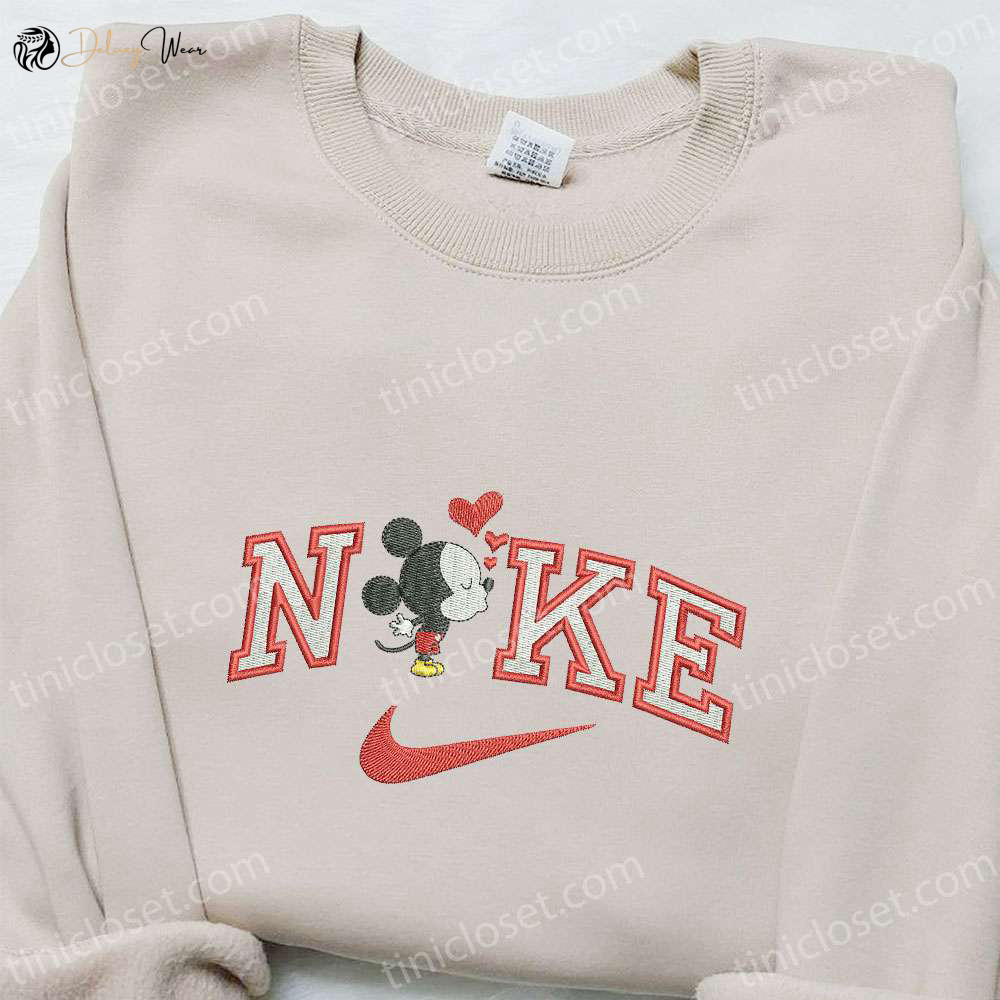 Mickey Mouse Heart x Nike Cartoon Embroidered Sweatshirt Disney Characters Shirt
